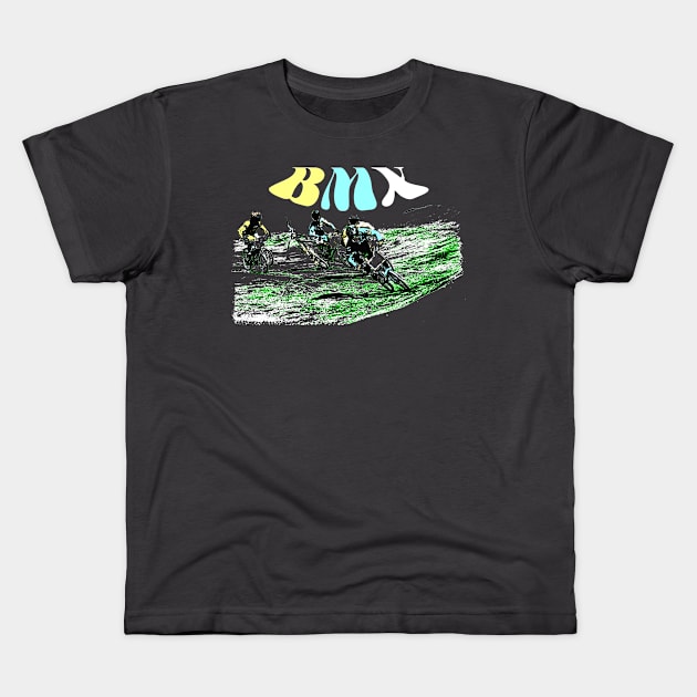 bmx Kids T-Shirt by rickylabellevie